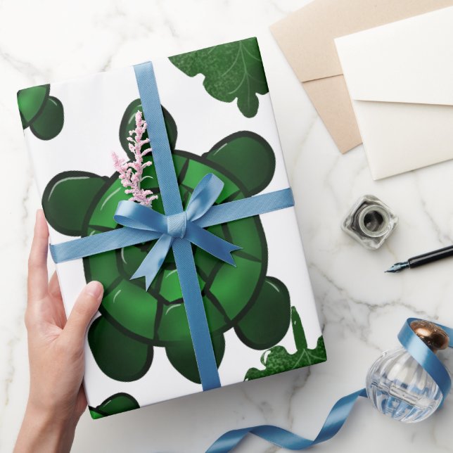 Cute turtle and leaves pattern  wrapping paper (Gifting)