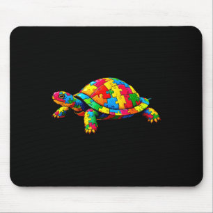 Cute Turtle And Puzzle Pieces Autism Awareness Day Mouse Pad