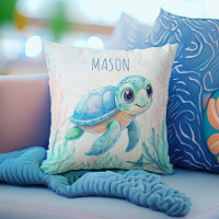 Cute turtle aqua blue personalised name baby gifts