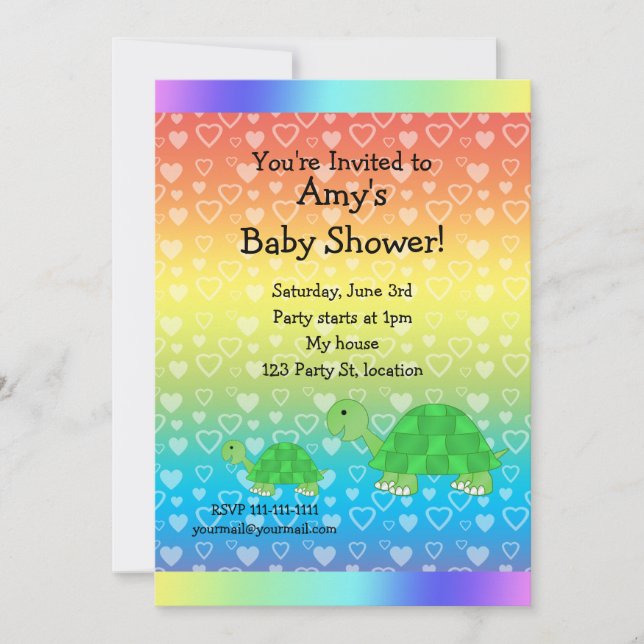 Cute turtle baby shower invitation (Front)