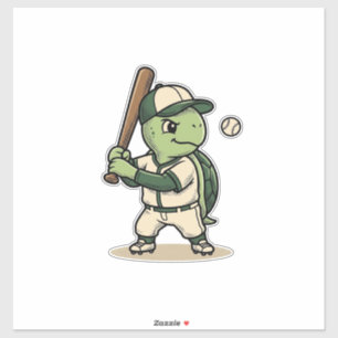 Cute Turtle Baseball Batter Vintage Vector Art_1