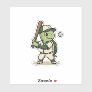 Cute Turtle Baseball Batter Vintage Vector Art_1