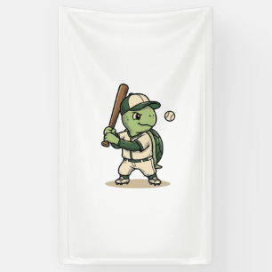 Cute Turtle Baseball Batter Vintage Vector Art_1 Banner