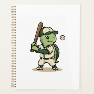 Cute Turtle Baseball Batter Vintage Vector Art_1 Planner