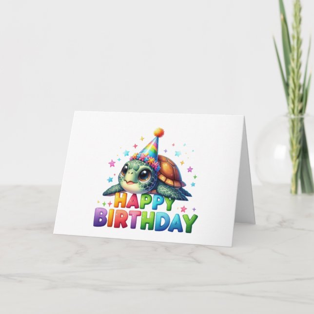 Cute Turtle Birthday Card  (Front)