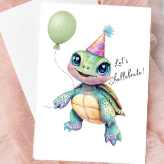 Cute Turtle Blank Card – Let’s Shellebrate