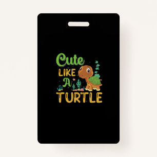 cute turtle cartoon smiling turtle ID badge