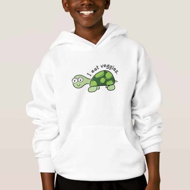 Cute Turtle Child's Hoodie - I eat veggies. (Front)