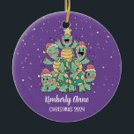 Cute Turtle Christmas Tree Snowy Winter Holiday Ceramic Tree Decoration<br><div class="desc">Cute cartoon animal ornament for kids and children. Perfect for first Christmas celebration with family. You can customise the text for any occasion.</div>