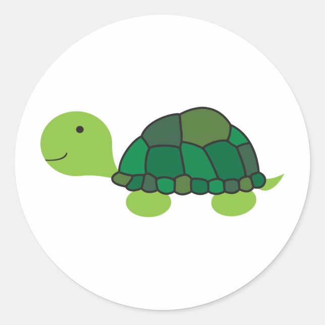 Cute Turtle Classic Round Sticker (Front)