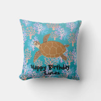 Cute turtle colourful coral fish sea Birthday kids