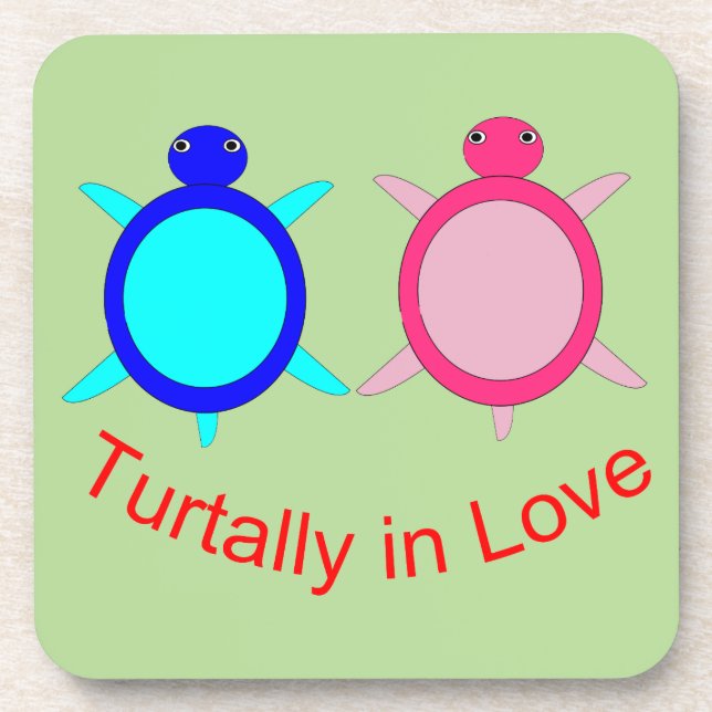 Cute Turtle Couple Coaster (Front)