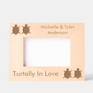 Cute Turtle Couple Custom Names Etched Frames