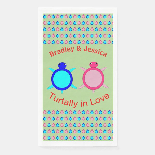 Cute Turtle Couple Custom Napkin (Front)