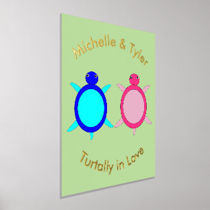 Cute Turtle Couple Custom Wedding Foil Prints