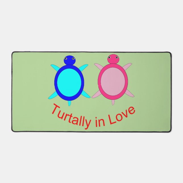 Cute Turtle Couple Desk Mat (Front)
