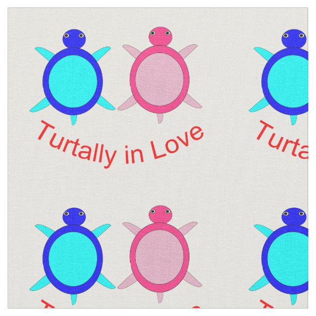 Cute Turtle Couple Fabric (Close Up)
