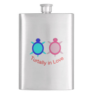 Cute Turtle Couple Hip Flask