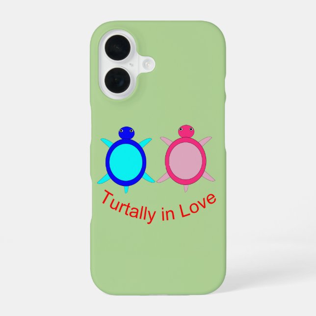 Cute Turtle Couple iPhone 16 Case (Back)