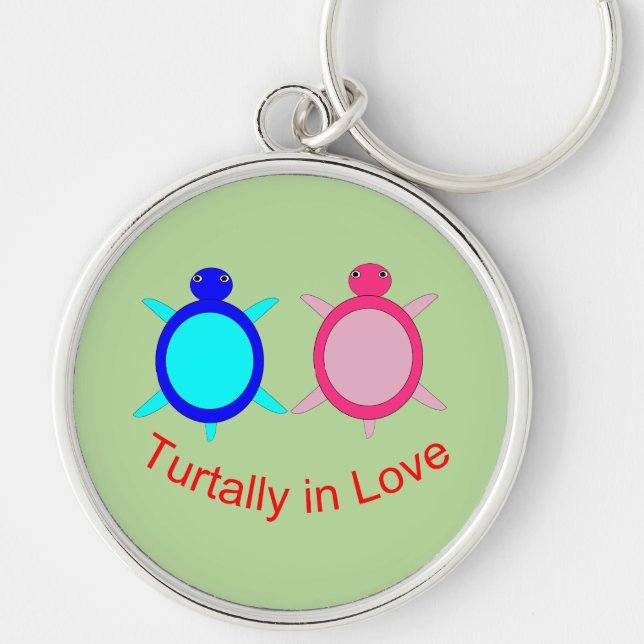 Cute Turtle Couple Key Ring (Front)