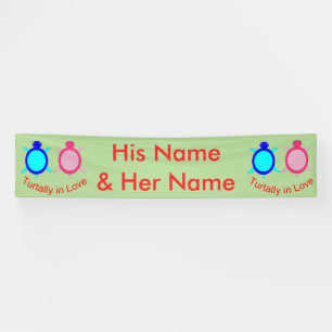 Cute Turtle Couple Personalised Banner