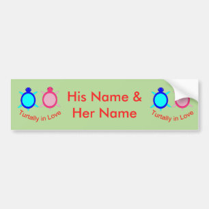 Cute Turtle Couple Personalised Bumper Sticker