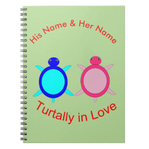 Cute Turtle Couple Personalised Notebook