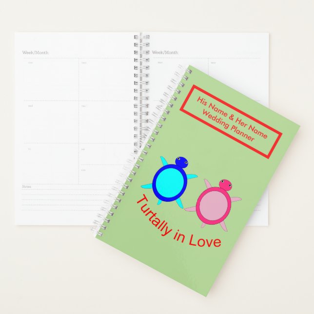 Cute Turtle Couple Personalised Planner (Display)