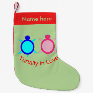 Cute Turtle Couple Personalised Small Christmas Stocking