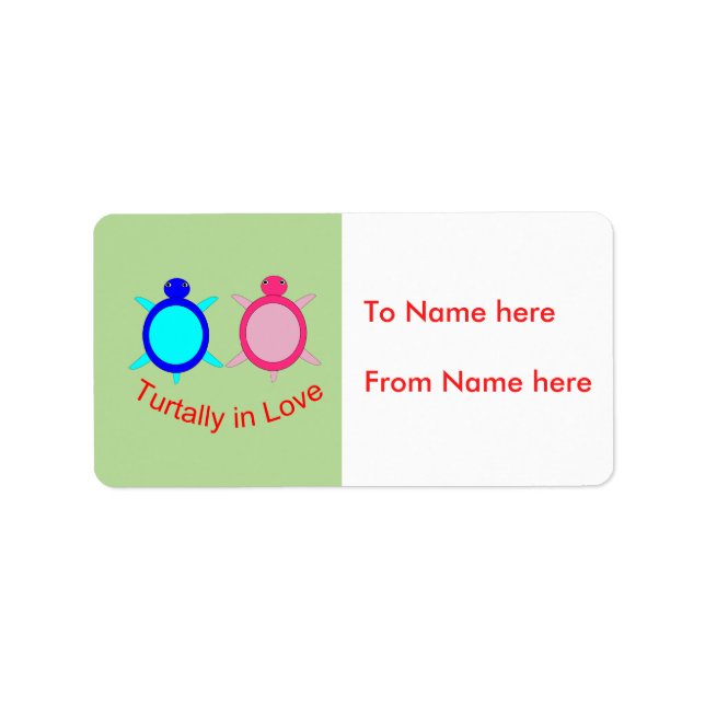 Cute Turtle Couple Personalized Present Tags (Front)