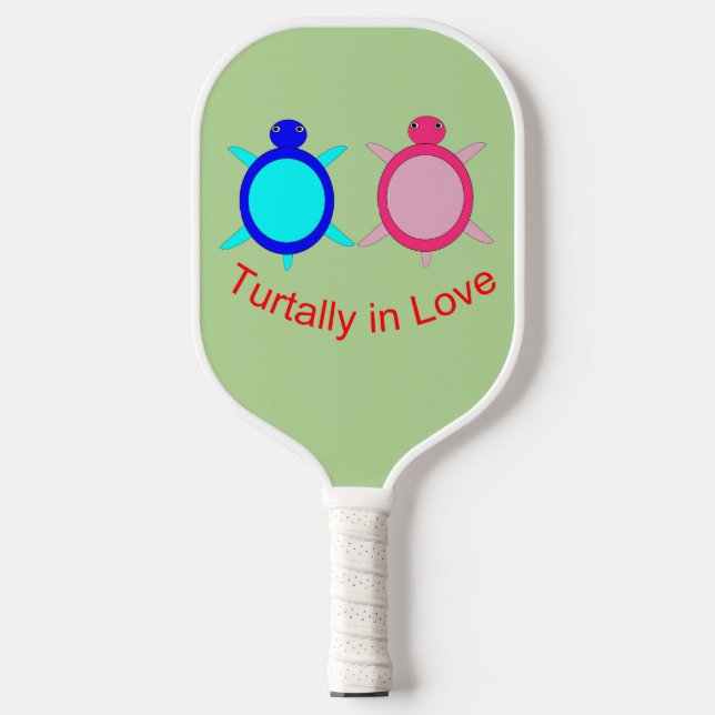 Cute Turtle Couple Pickleball Paddle (Front)