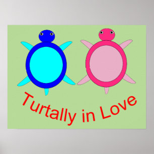 Cute Turtle Couple Poster