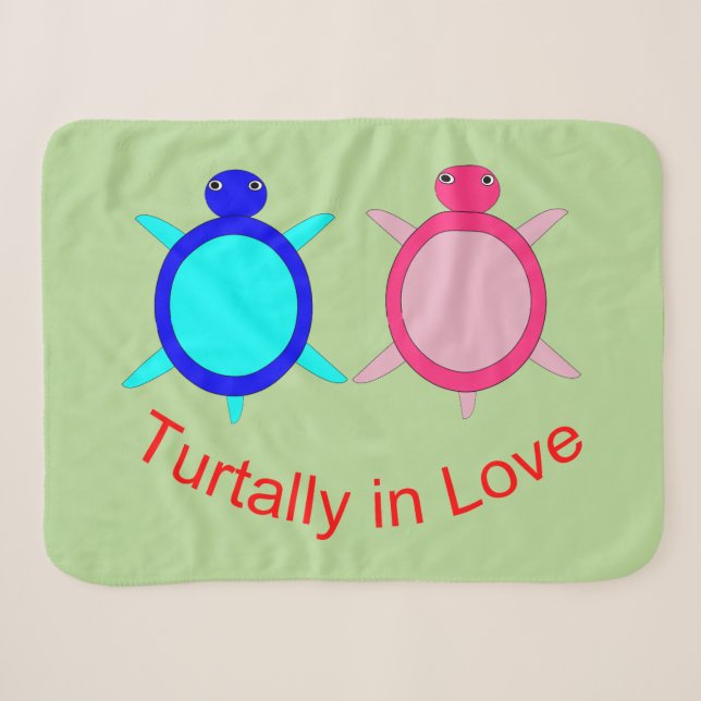 Cute Turtle Couple Sherpa Blanket (Front (Horizontal))