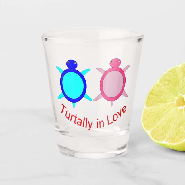 Cute Turtle Couple Shot Glass (Front)