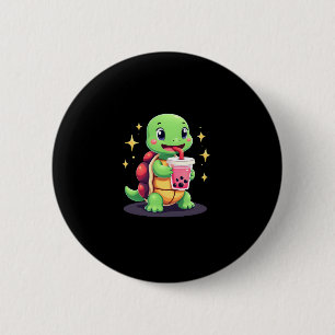 Cute turtle drinking boba. Funny Boba Turtles Love 6 Cm Round Badge