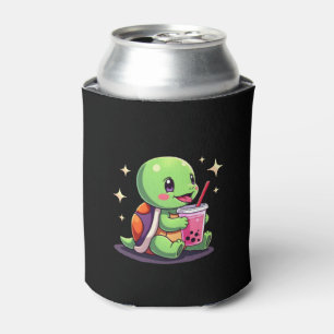 Cute turtle drinking boba. Funny Boba Turtles Love Can Cooler