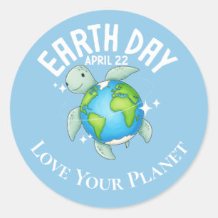 Cute Turtle Earth Day Kids Eco Custom Classic Round Sticker
