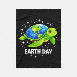 Cute turtle earth day planet lover environmental fleece blanket