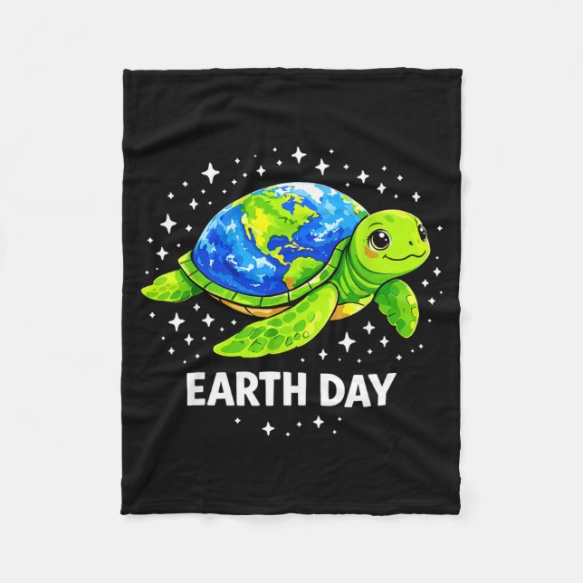 Cute turtle earth day planet lover environmental  fleece blanket (Front)