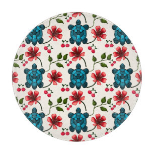 Cute Turtle Floral pattern Cutting Board