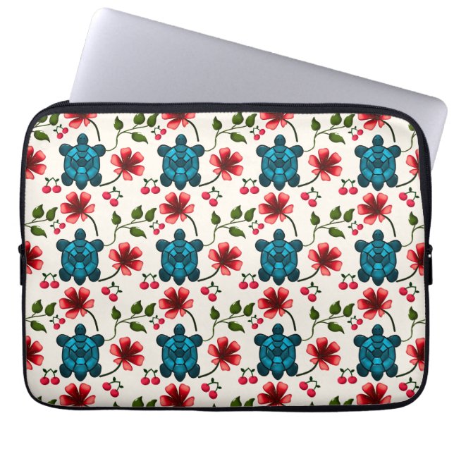 Cute Turtle Floral pattern   Laptop Sleeve (Front)