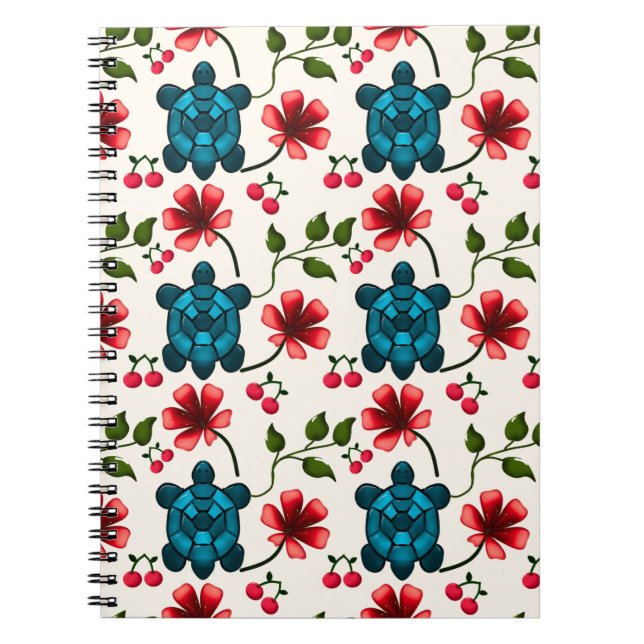 Cute Turtle Floral pattern   Notebook (Front)