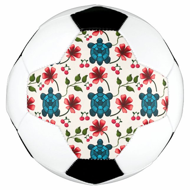 Cute Turtle Floral pattern   Soccer Ball (Front)