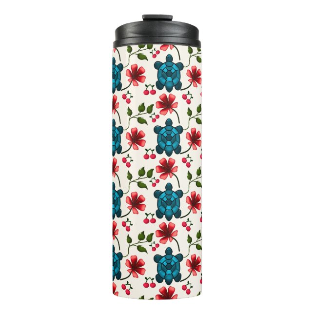 Cute Turtle Floral pattern   Thermal Tumbler (Front)