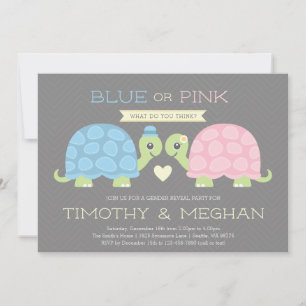 Cute Turtle Gender Reveal Invitation
