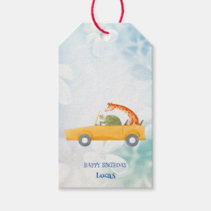 Cute turtle giraffe Safari jungle Birthday party Gift Tags