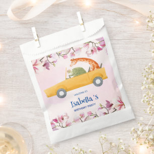 Cute turtle Giraffe Tropical flower Birthday party Favour Bags