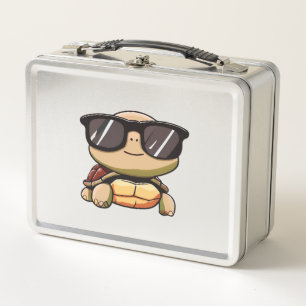 Cute Turtle Halloween 2023 sunglasses Costume Over Metal Lunch Box