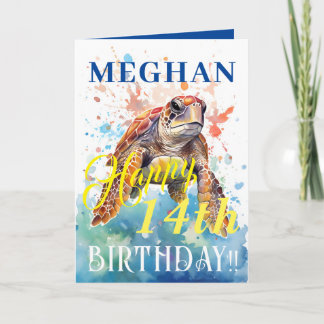 Cute Turtle Happy Birthday Holiday Card