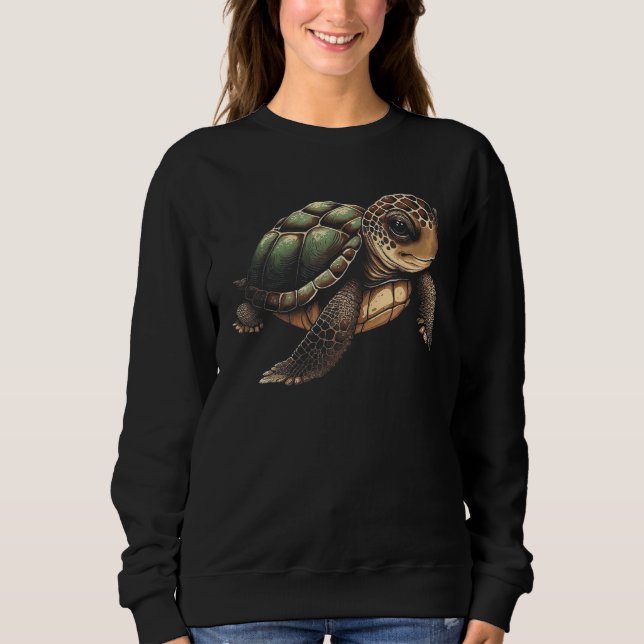 Cute Turtle Illustration Sweatshirt (Front)